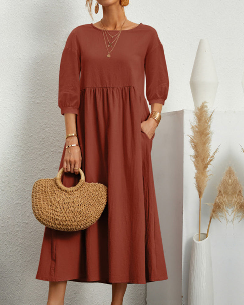 VALERIA™ | SOLID COLOR COTTON DRESS