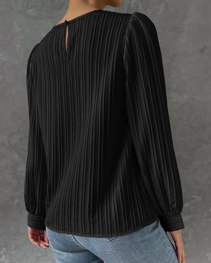 LOUISE™ | LONG SLEEVE BLOUSE WITH RIBBED TEXTURER