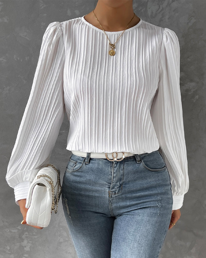 LOUISE™ | LONG SLEEVE BLOUSE WITH RIBBED TEXTURER