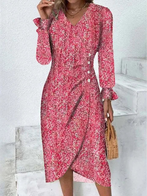 ELIANA™ | LONG SLEEVE DRESS WITH FLORAL PATTERN