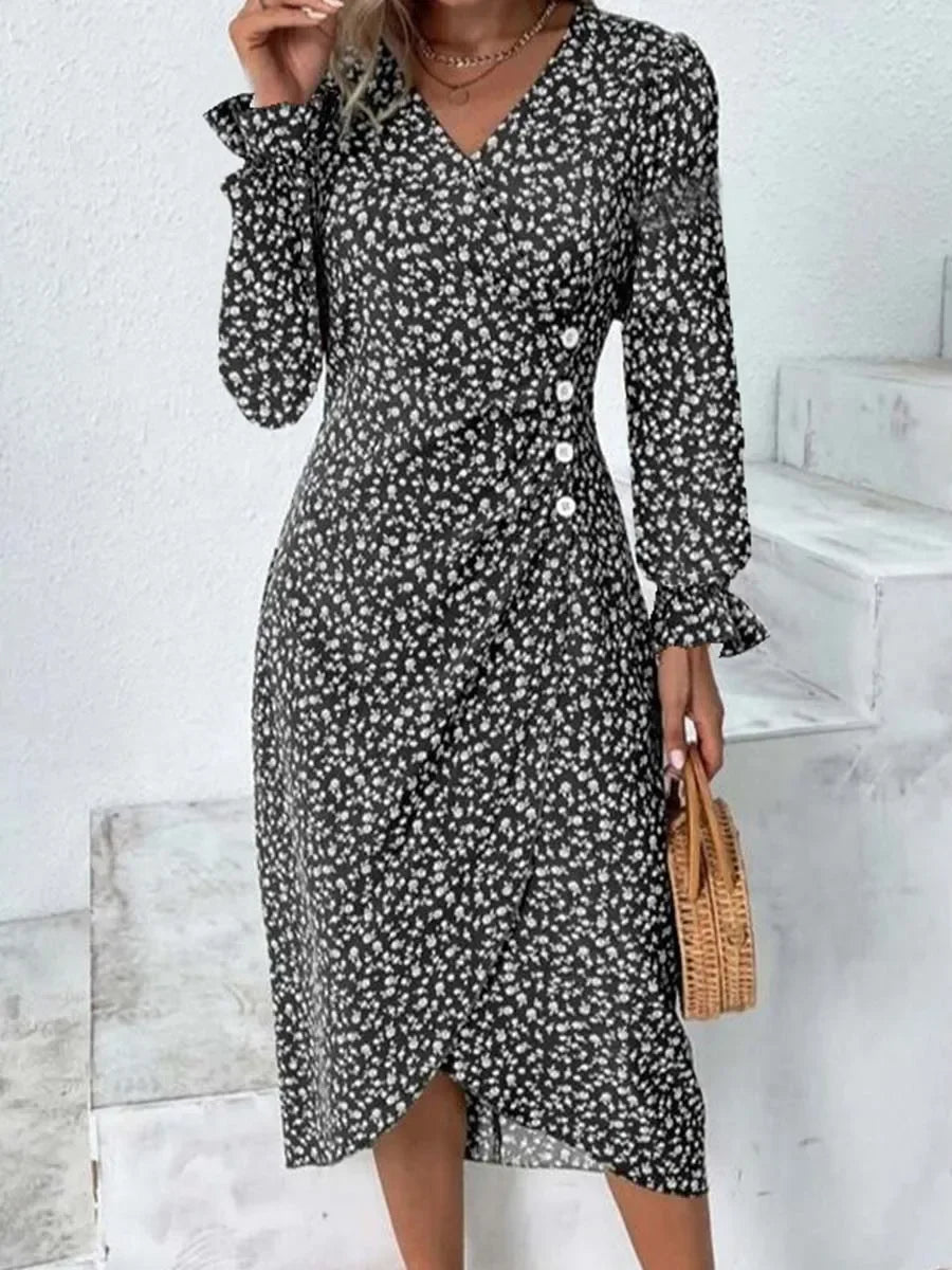 ELIANA™ | LONG SLEEVE DRESS WITH FLORAL PATTERN