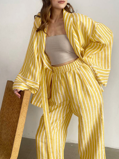 JANEL™ | STRIPED TOP AND PANTS SET