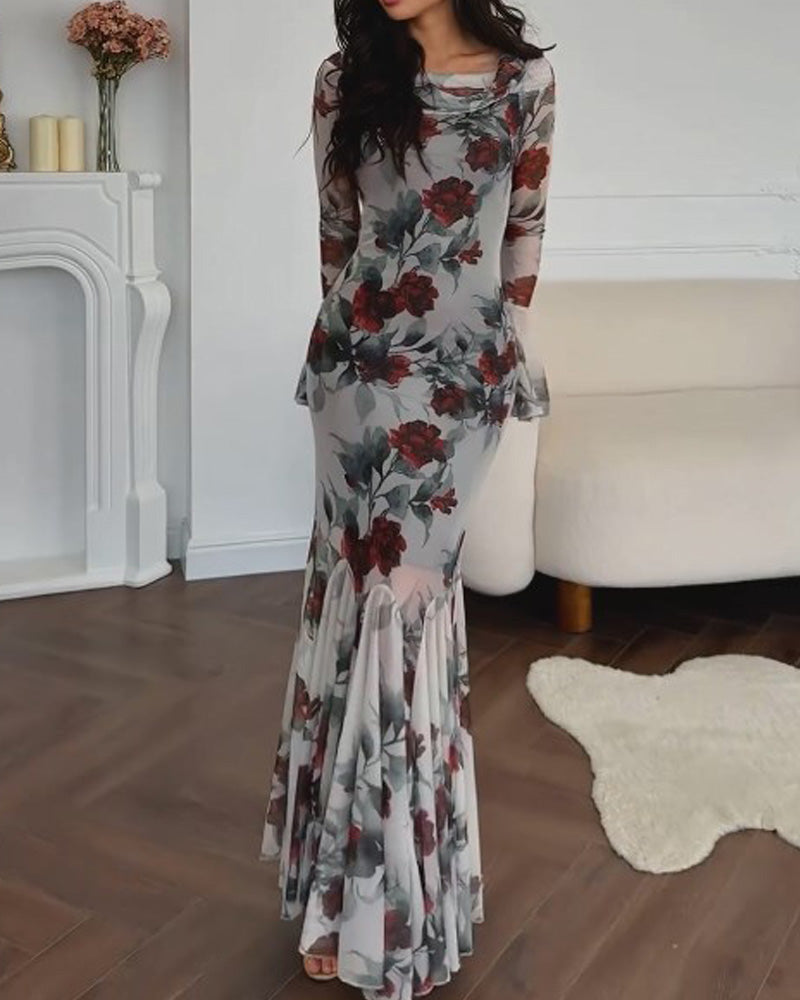 VENUS™ | LONG-SLEEVED FLORAL DRESS