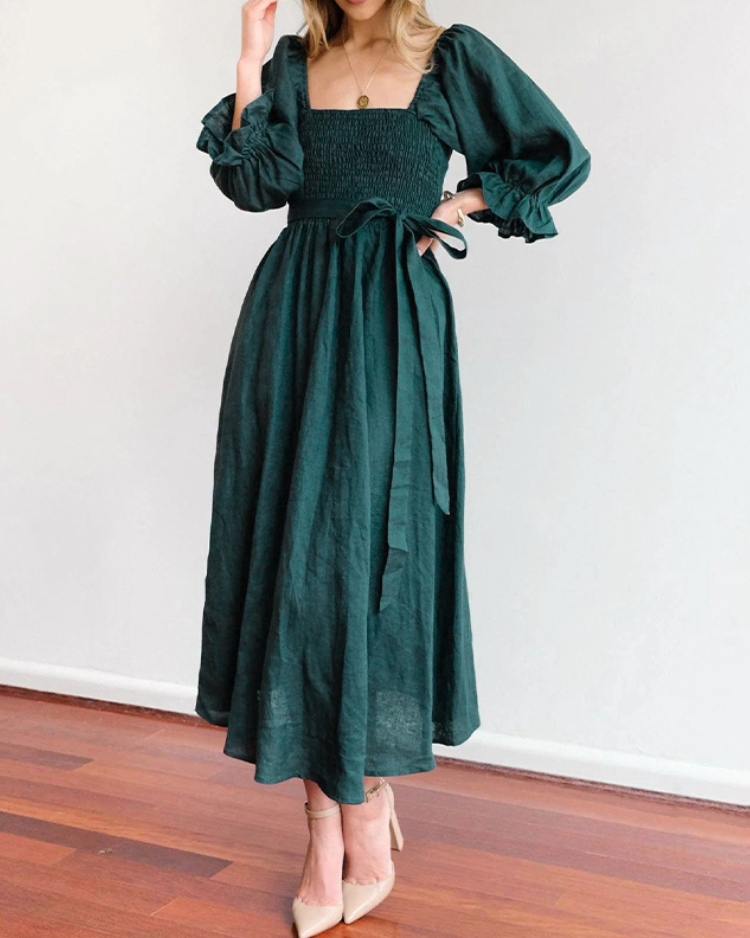 OPHELIA™ | FRENCH RUFFLE SLEEVE DRESS