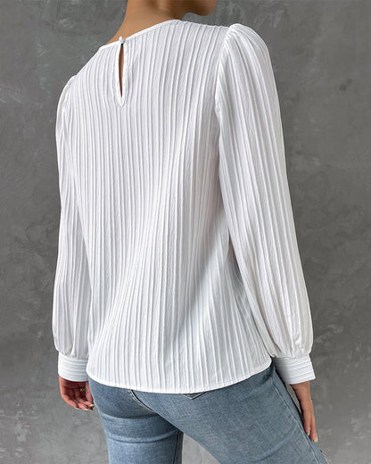 LOUISE™ | LONG SLEEVE BLOUSE WITH RIBBED TEXTURER