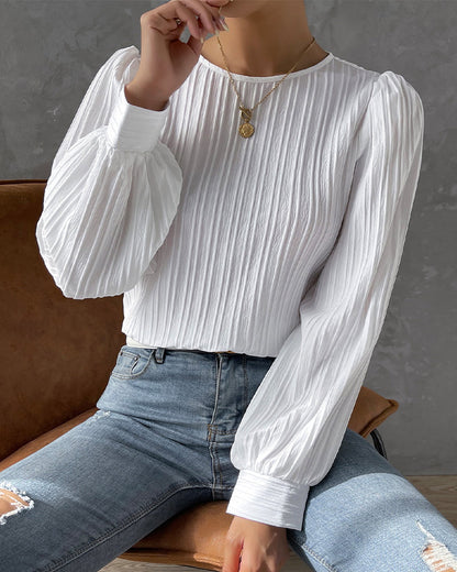 LOUISE™ | LONG SLEEVE BLOUSE WITH RIBBED TEXTURER