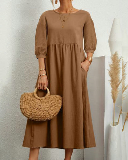 VALERIA™ | SOLID COLOR COTTON DRESS