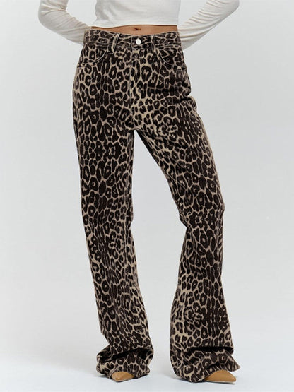 LOLA™ | WIDE LEG JEANS WITH LEO PRINT