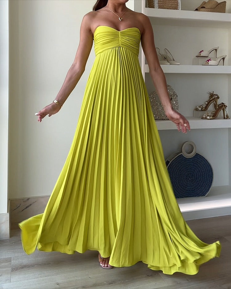 ELOIDA™ | OFF-SHOULDER PLEATED MAXI DRESS