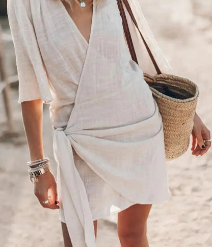 SUZAN™ | LINEN WRAP DRESS